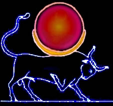 Apis bull with Crescent and Sun Dendara temple roof